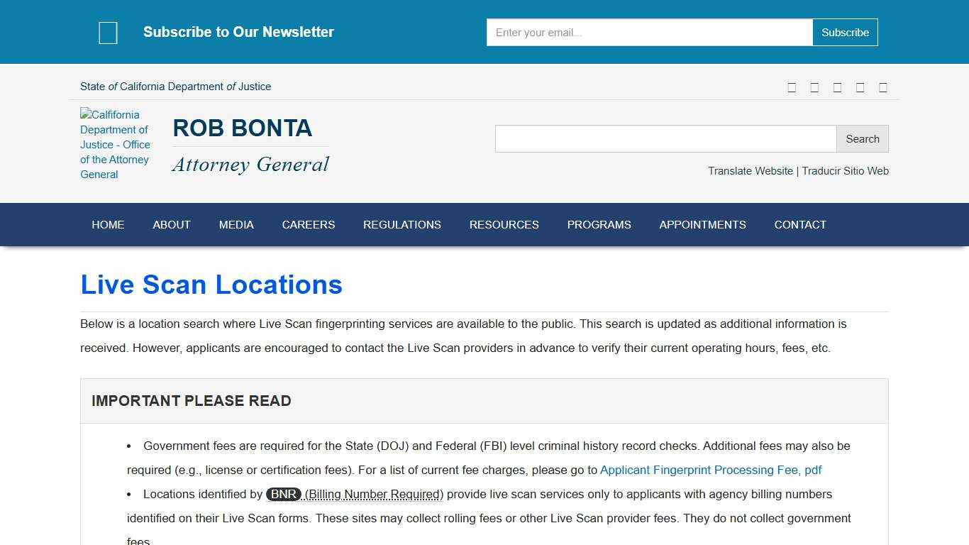 Live Scan Locations State of California - Department of Justice - Office of the Attorney General